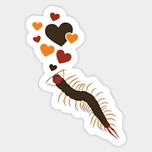 Cute Centipede With Hearts Sticker